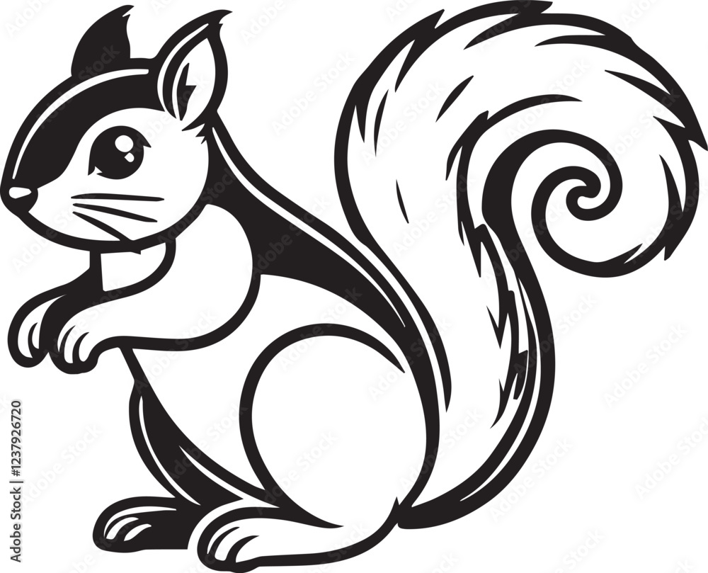 Squirrel vector in black and white Squirrel vector in black and white
