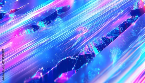 Abstract Neon Light Streaks Digital Art