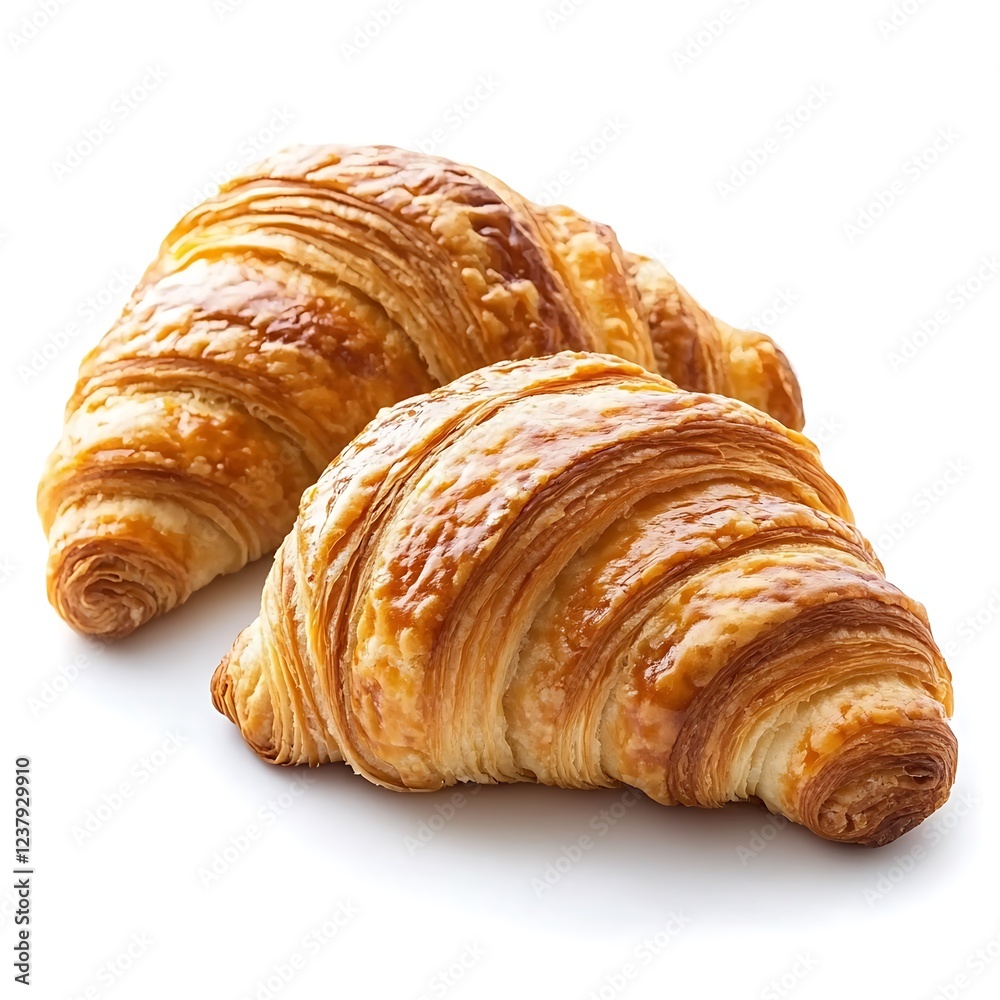 Delicious Fresh Croissant Isolated on Firm White Surface Delicious Fresh Croissant Isolated on Firm White Surface