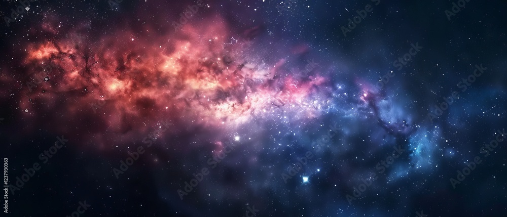 Fototapeta premium Vast colorful nebula with glowing planets and distant galaxies illuminating the depths of outer space