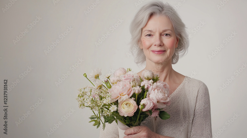 In a softly lit indoor space, an elegant adult woman stands with a gentle smile, exuding warmth and sophistication. In a softly lit indoor space, an elegant adult woman stands with a gentle smile, exuding warmth and sophistication.