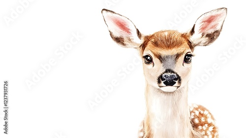 Watercolor Painting Of A Young Fawn Deer