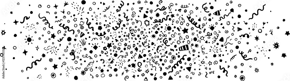 Line confetti exclamation icon elements. Hand drawn confetti explosion burst ray shine line icon illustration. Spark exclamation emphasis ray twinkle starburst decoration. Vector illustration Line confetti exclamation icon elements. Hand drawn confetti explosion burst ray shine line icon illustration. Spark exclamation emphasis ray twinkle starburst decoration. Vector illustration