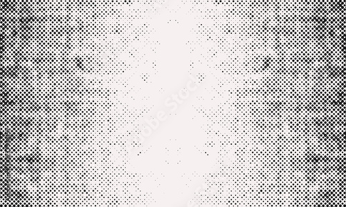 Seamless polka dot comic halftone background, grunge overlay dotted pattern and pixel technology backdrop with noise and grain for social media or web business. Retro halftone dot texture frame art.