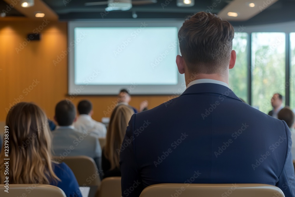 Fototapeta premium A company discussing how Social Security taxes are split between workers and employers. Employees are listening, Generative AI