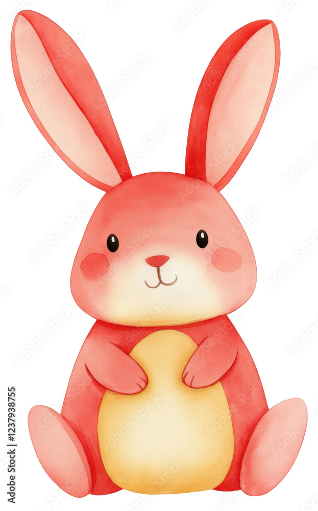 Obraz premium Cute red bunny with big ears isolated on transparent background.