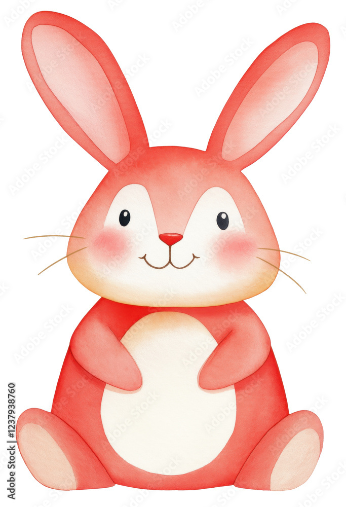 Obraz premium Cute red bunny with big ears isolated on transparent background.