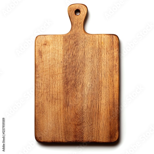 Wooden Cutting Board on White Background for Kitchen and Cooking, Isolated, Firm and Clean Surface Concept