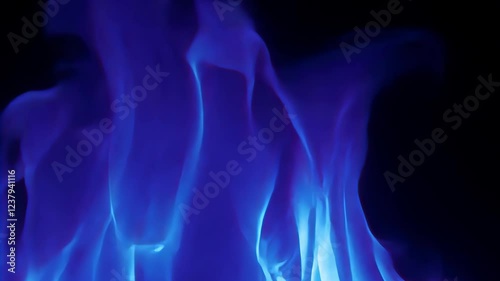 Mesmerizing blue flame dance on black background