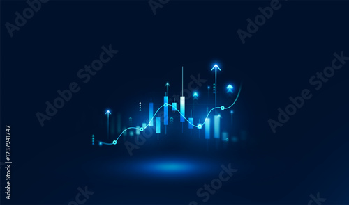 Business graph market chart of stock investment trading. Arrow up of financial business success goal target technology.