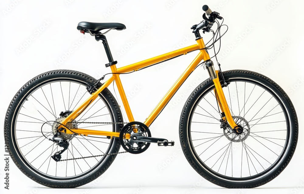 Yellow hybrid bicycle isolated on white background. Yellow hybrid bicycle isolated on white background.