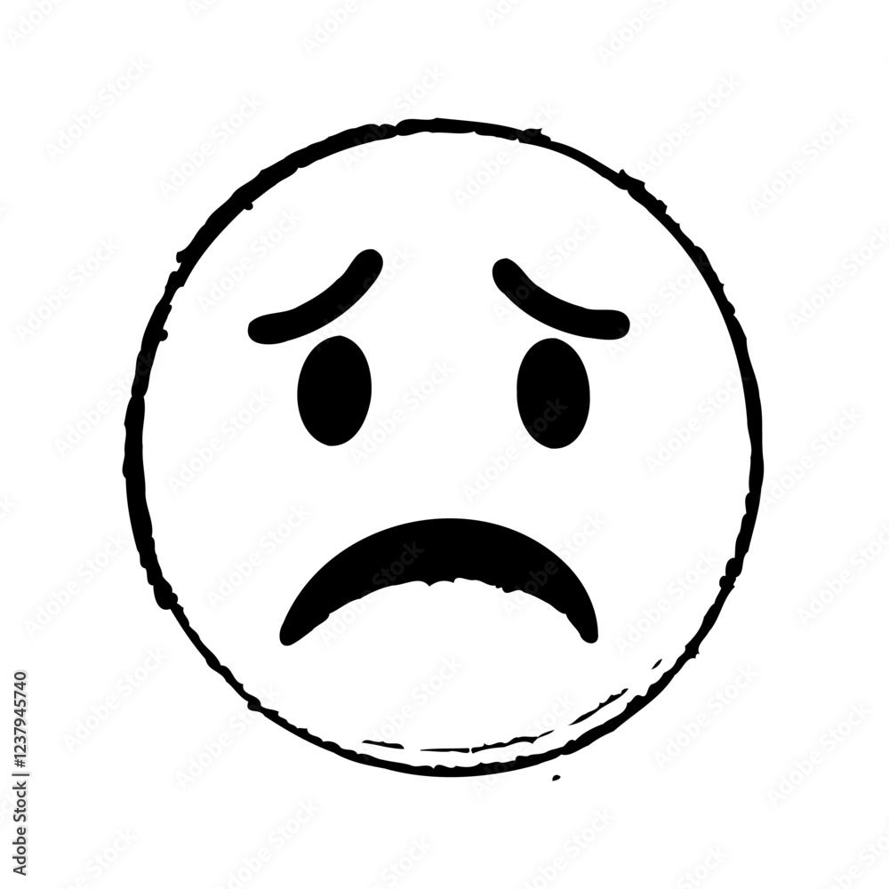 Hand Drawn Sad Emoji Face With Rough Strokes Art Hand Drawn Sad Emoji Face With Rough Strokes Art