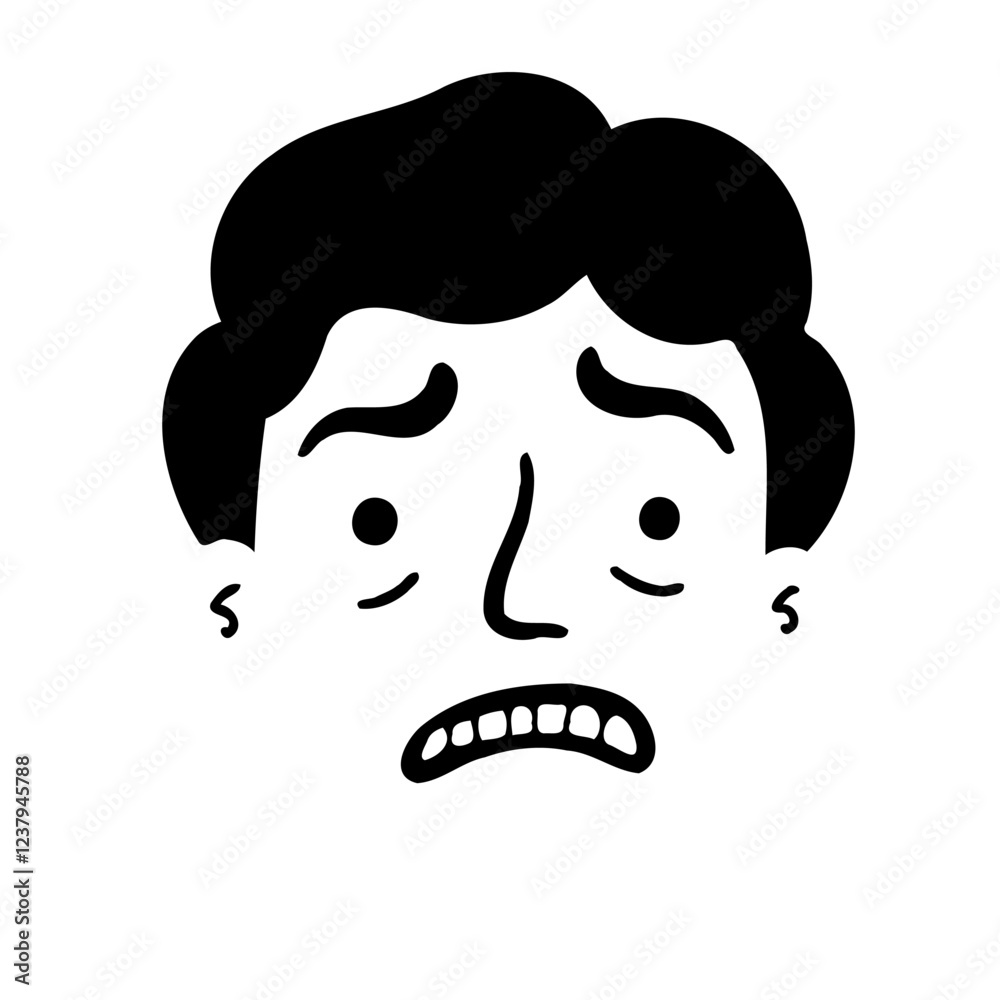 Distressed Man Face Expression Simple Drawing Style Distressed Man Face Expression Simple Drawing Style