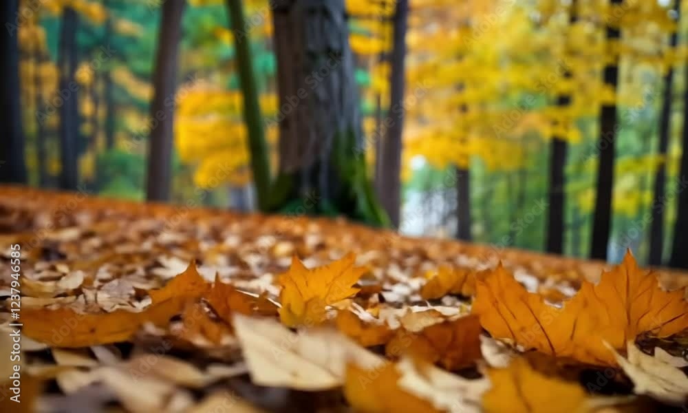 A scenic view of colorful autumn leaves scattered on the ground in a peaceful forest, symbolizing the beauty of fall. A scenic view of colorful autumn leaves scattered on the ground in a peaceful forest, symbolizing the beauty of fall.
