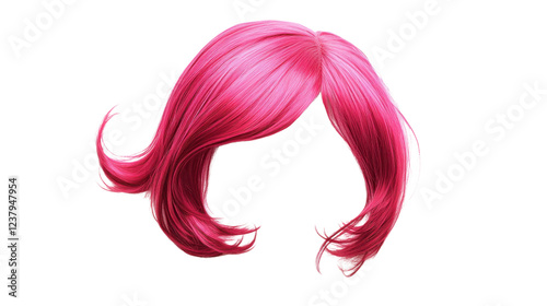 Pink wig with transparent background, perfect for photo editing