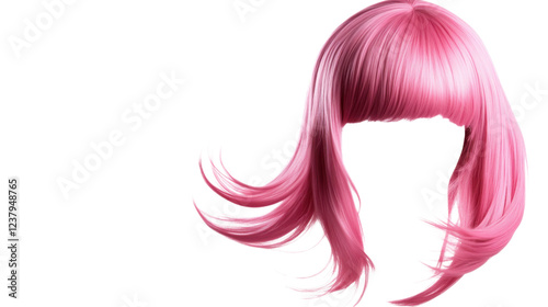 Obraz na płótnie Pink wig floating with transparent background, ideal for easy integration