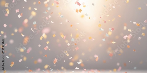 Dreamy pastel confetti in soft focus with warm lighting.