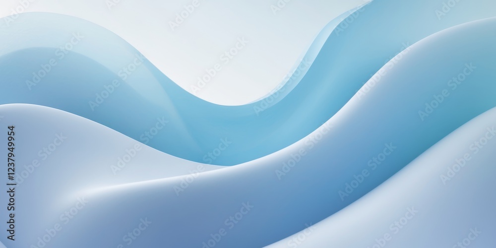 Obraz premium Abstract Landscape Background in Blue Pastel Gradient Smooth Flowing Curves Soft Light
