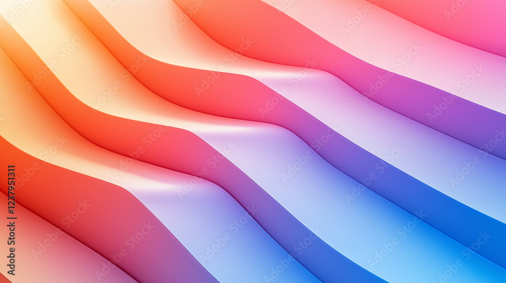 Obraz premium Dynamic abstract waves showcasing a smooth gradient of vibrant colors, transitioning seamlessly from warm to cool tones. Perfect for modern design, backgrounds, and creative projects