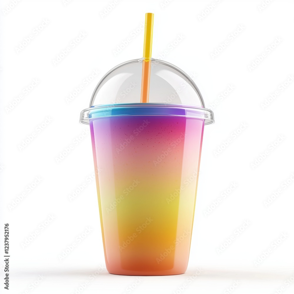 floating smoothie cup mockup with a clear dome lid, colorful smoothie inside, and a blank straw, isolated on a white background floating smoothie cup mockup with a clear dome lid, colorful smoothie inside, and a blank straw, isolated on a white background