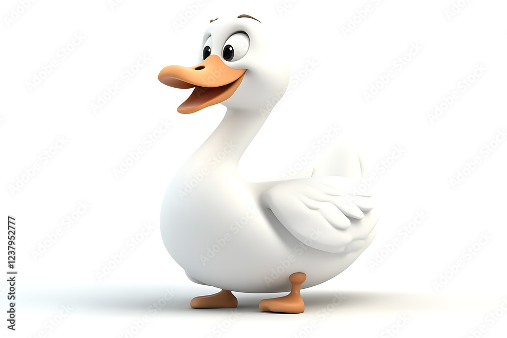 Fototapeta premium swan on a white background, swan on a blank white background, a swan, swan, cute swan, white background, copy space for add text, 3d rendering, 3d, vector, AI generative
