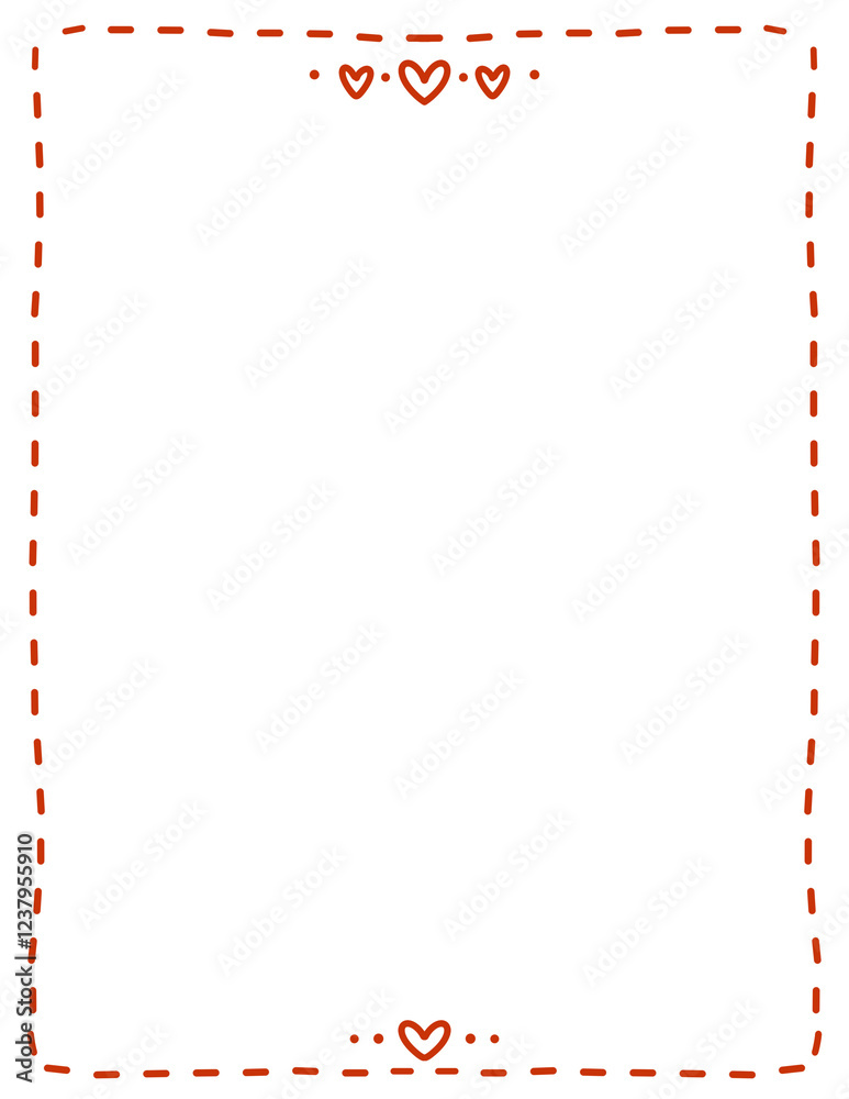Fototapeta premium valentine line border hand drawn cute doodle heart valentine frame minimalist girly line art for wedding valentines day