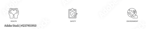 HSE icon set flow process which consists of  Health Safety Environment in the corporate occupational safety and health icon live stroke and easy to edit .