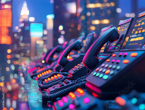 City night, phones, communication, control room