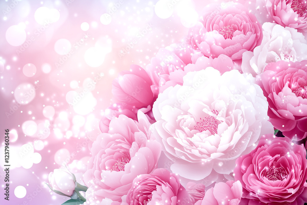 Fototapeta premium A beautiful bouquet of pink and white flowers. The flowers are arranged in a way that creates a sense of harmony and balance. The pink and white colors of the flowers complement each other