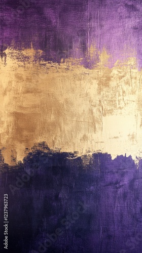 Elegant purple and gold abstract textured background in bold brush strokes
