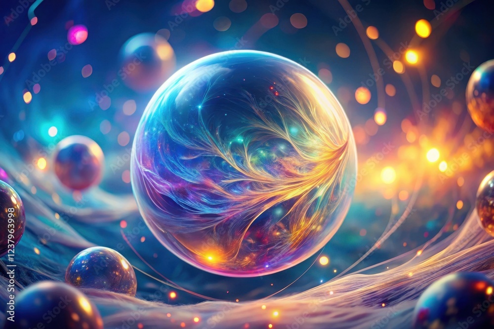 Enigmatic Orb A Celestial Sphere of Vibrant Hues and Intricate, Glowing Filaments Suspended in a Dreamlike, Swirling Nebula Enigmatic Orb A Celestial Sphere of Vibrant Hues and Intricate, Glowing Filaments Suspended in a Dreamlike, Swirling Nebula