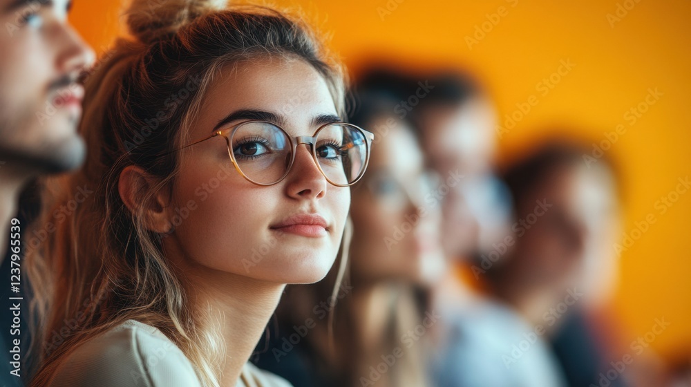 young woman with glasses in focus young woman with glasses in focus