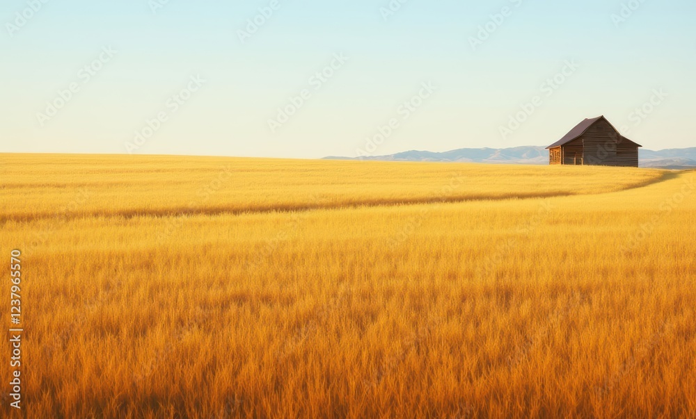 Golden wheat field under clear blue sky Golden wheat field under clear blue sky