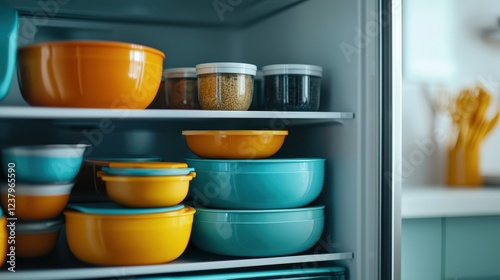 Food safety and hygiene practices in a kitchen refrigerator for food prevention and organization