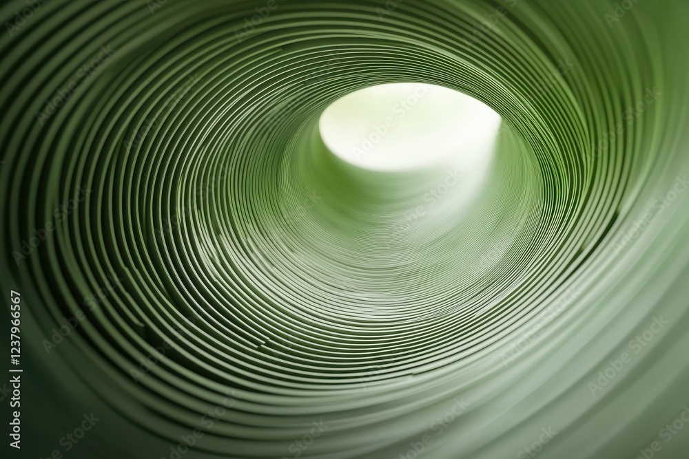 Obraz premium Abstract Close-Up of Green Circular Tube with Spiral Pattern