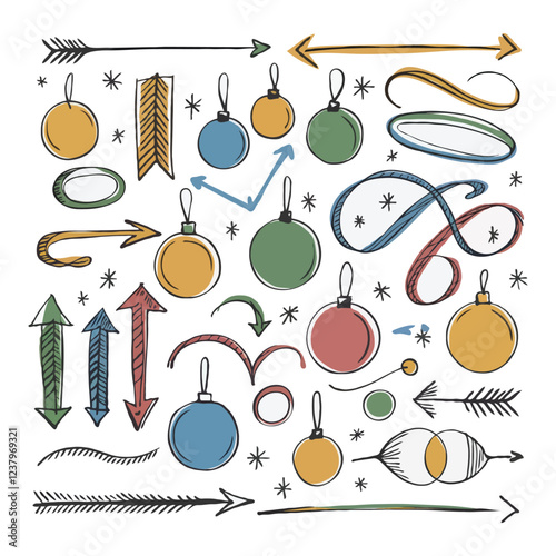 Colorful doodle drawing of arrow with other elements. generated with AI