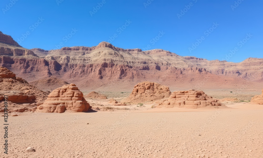 Desert landscape with rugged mountains Desert landscape with rugged mountains