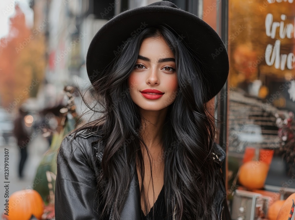 A stylish street fashion photo featuring a beautiful young woman in an oversized coat A stylish street fashion photo featuring a beautiful young woman in an oversized coat