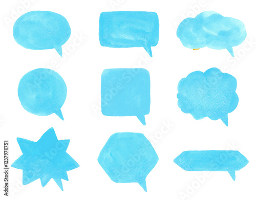 吹き出し　絵の具　インク　水彩　アナログ　水色