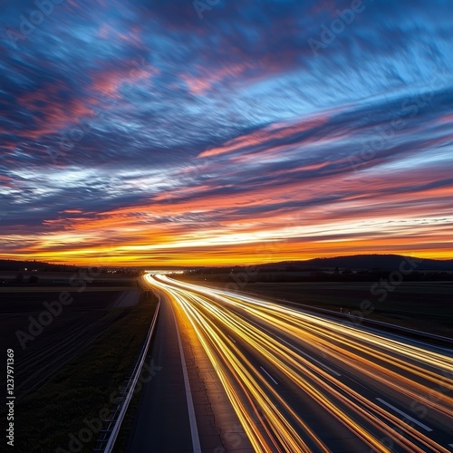 Dusk Traffic - light trails on the motorway