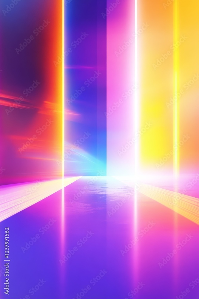 Futuristic Neon Light Hologram Background for Technology and Finance Presentations