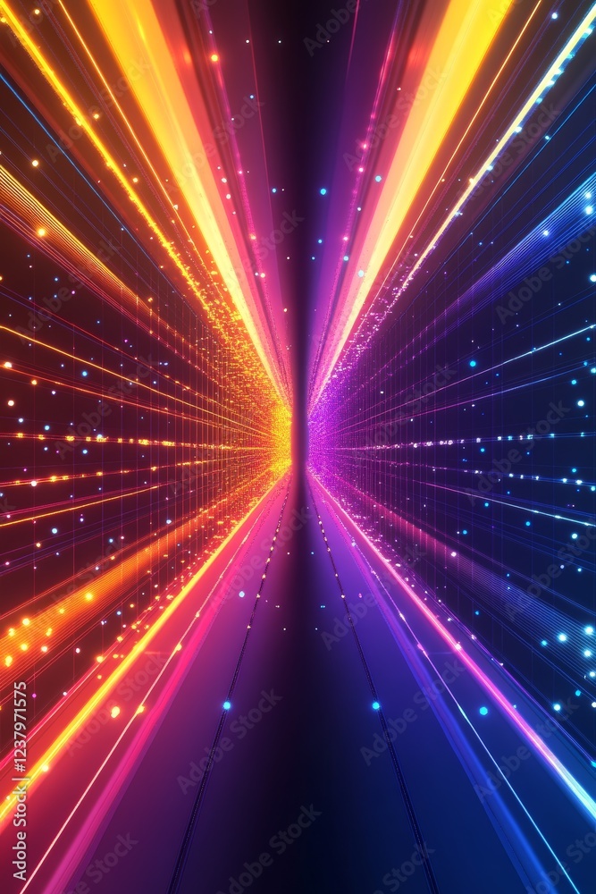 Fototapeta premium Futuristic Neon Light Background with Holograms for Tech and Sci-Fi Visuals