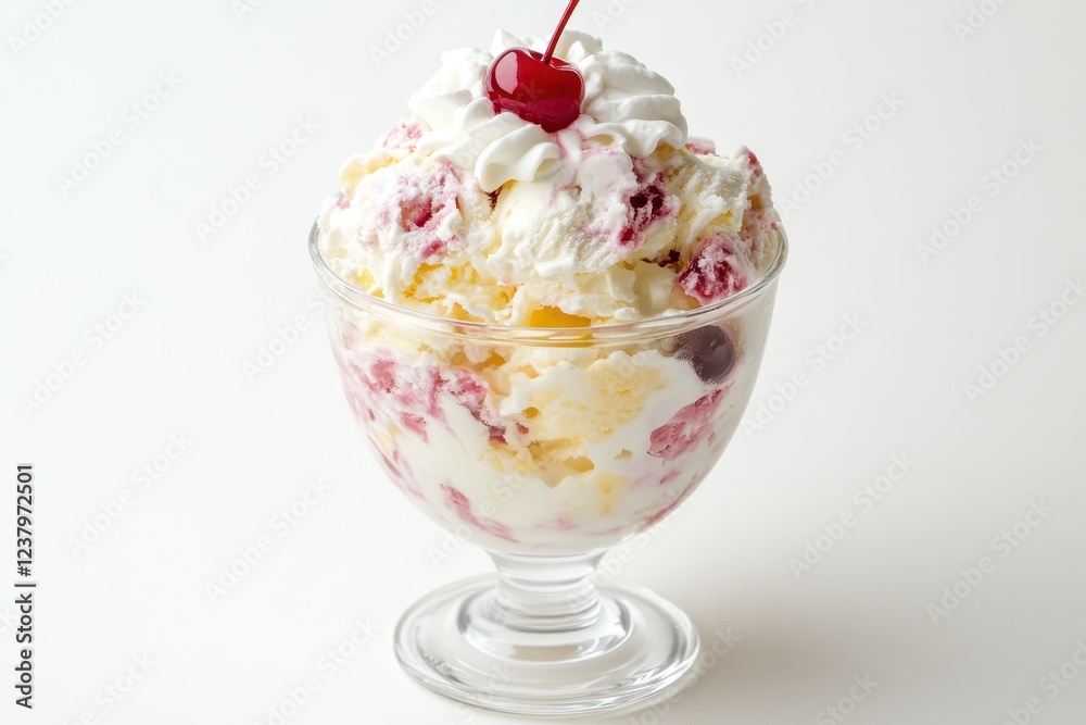 Creamy Sundae with Whipped Topping and Cherry Creamy Sundae with Whipped Topping and Cherry