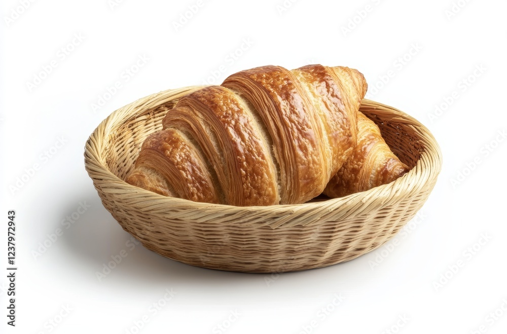 Assorted French Baked Goods in a Basket on White Background, perfect for bakery or food related advertisements Assorted French Baked Goods in a Basket on White Background, perfect for bakery or food related advertisements