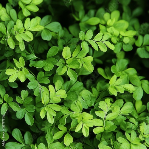 Dense Bright Green Foliage Closeup for Nature and Gardening Concepts