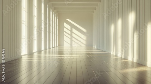 Wallpaper Mural Empty room with white wall and wooden floor Torontodigital.ca