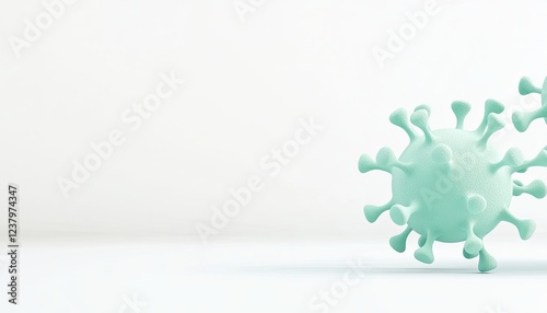 Abstract representation of a virus model on a minimalist background, symbolizing health concerns