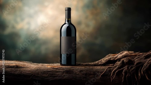Bottle of wine on a rustic wooden surface with a dramatic background  video motion 4k, ideal for beverage marketing and dining ambiance concepts,