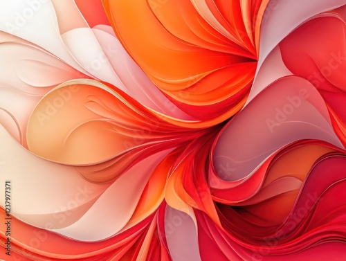Bold Red and Orange Abstract Floral Swirls in Dynamic Layout