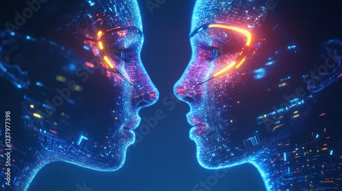 AI agents Visualized as Radiant Digital Figures.